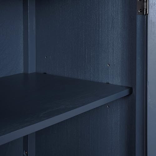 Miniatura 63 de Aparador de armario de almacenamiento curvado con 2 puertas y 2 cajones, mesa consola de entrada de madera de 55 pulgadas con puerta lateral curvada