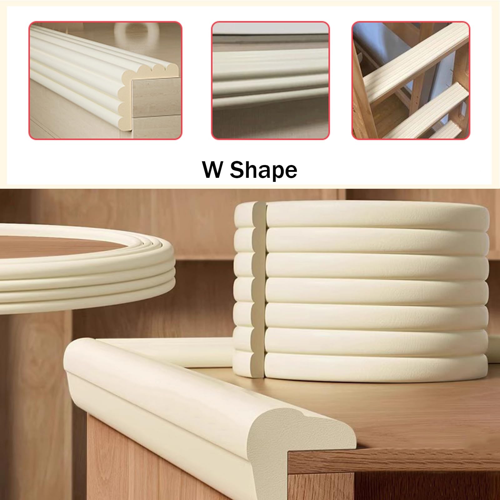 Protector de borde de esquina – Protectores de seguridad para bordes afilados y muebles, protectores de parachoques de espuma suave de alta resistencia, con cinta adhesiva fuerte (gris, 6 m)