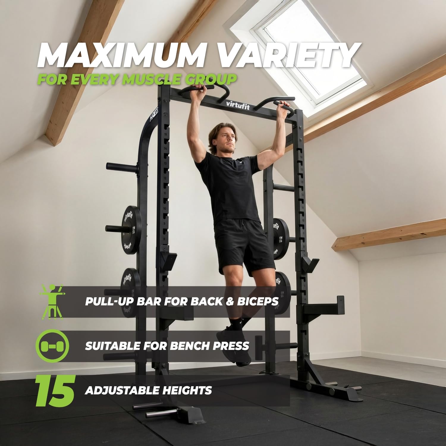VirtuFit HR100 – Squat-Rack – mit Klimmzug – Power-Rack