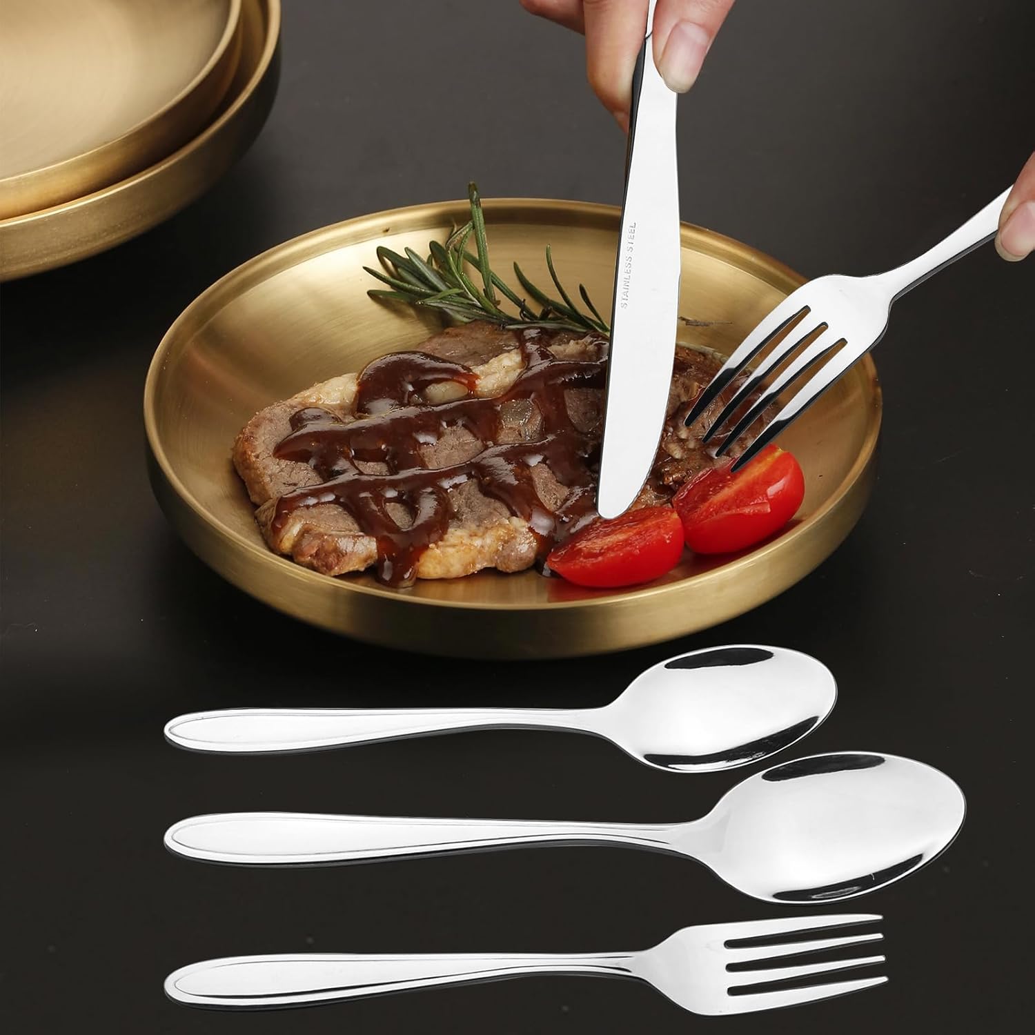 Hespama 60 Pieces Silverware Set Service for 12, Stainless Steel Kitchen Flatware