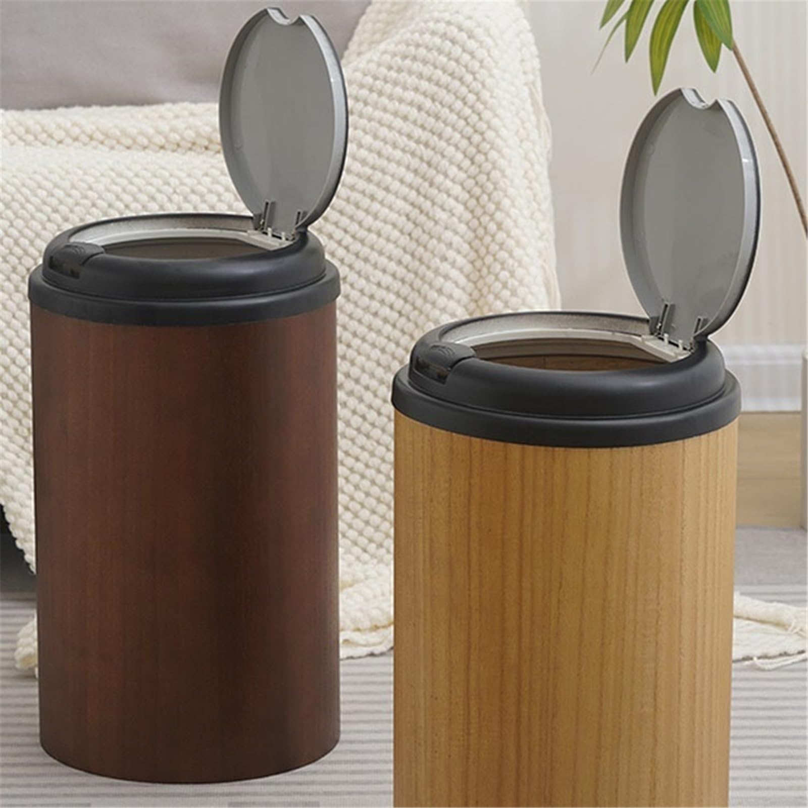 Pattumiera e pattumiera Pattumiera con coperchio, pattumiera rotonda, cestino for rifiuti for bagno, camera da letto, ufficio, casa per oggiorno(M)