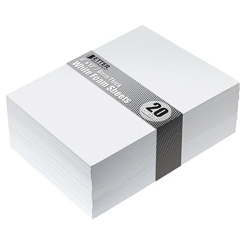 Better Office Products Hojas de espuma EVA blanca, paquete de 20, extra de 0.236 in, 9 x 12 pulgadas, color blanco, para artes y manualidades,