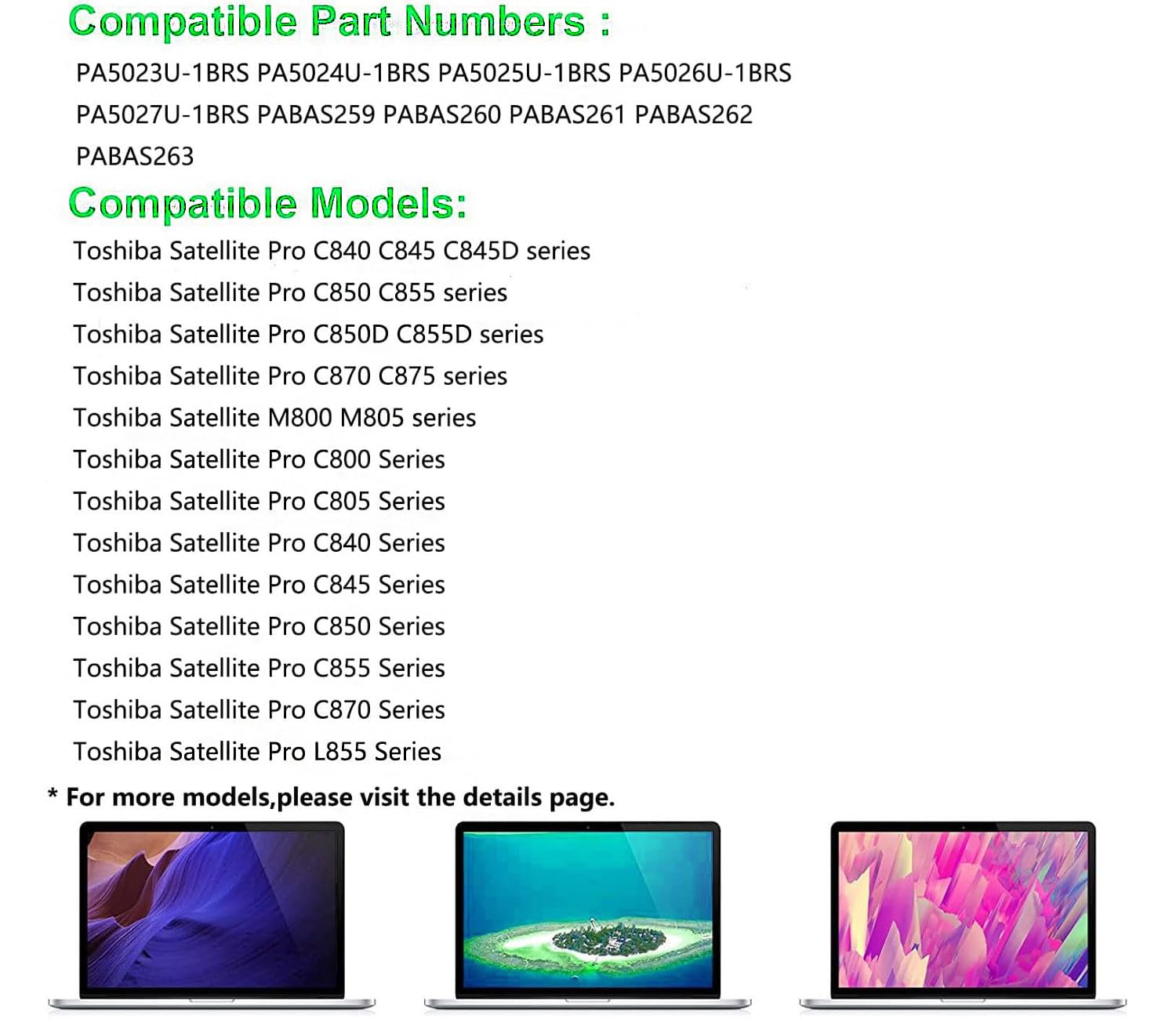 56Wh PA5024U-1BRS PA5023U-1BRS Batteria portatile compatibile con Toshiba satellite C850 C850D C855 C870 C870D C875D C870 L850 l850d L855 L870 P850 l830 P850 M800 P855D PABAS260