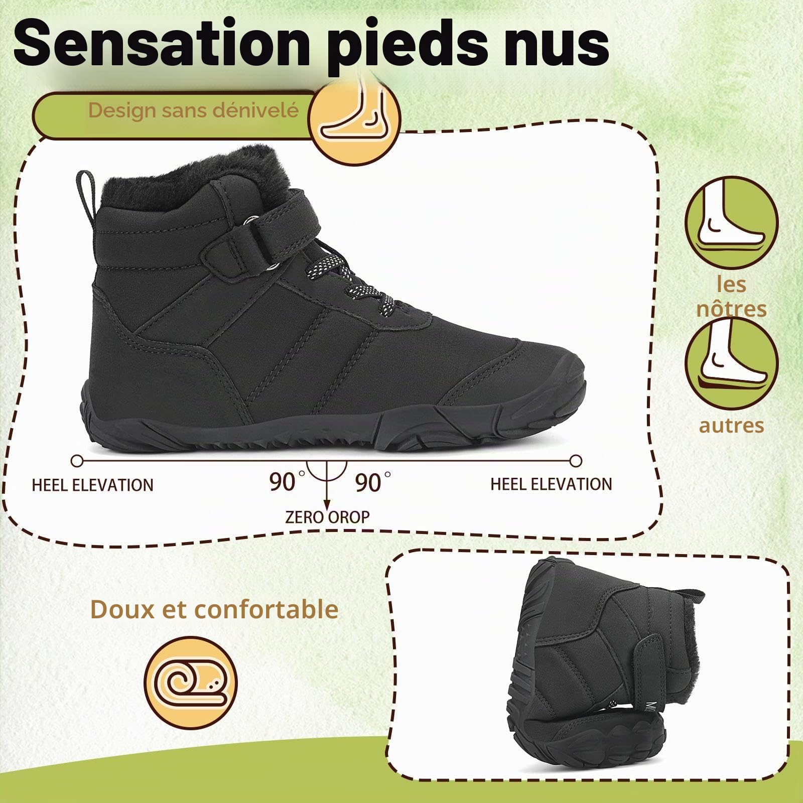 Mishansha Bottines de Neige Enfant Chaussure Barefoot | Hiver Garçon Bottes d'hiver Fille， Chaussures de Randonné，Chill II，Doublure Chaude，Antidérapante，Léger