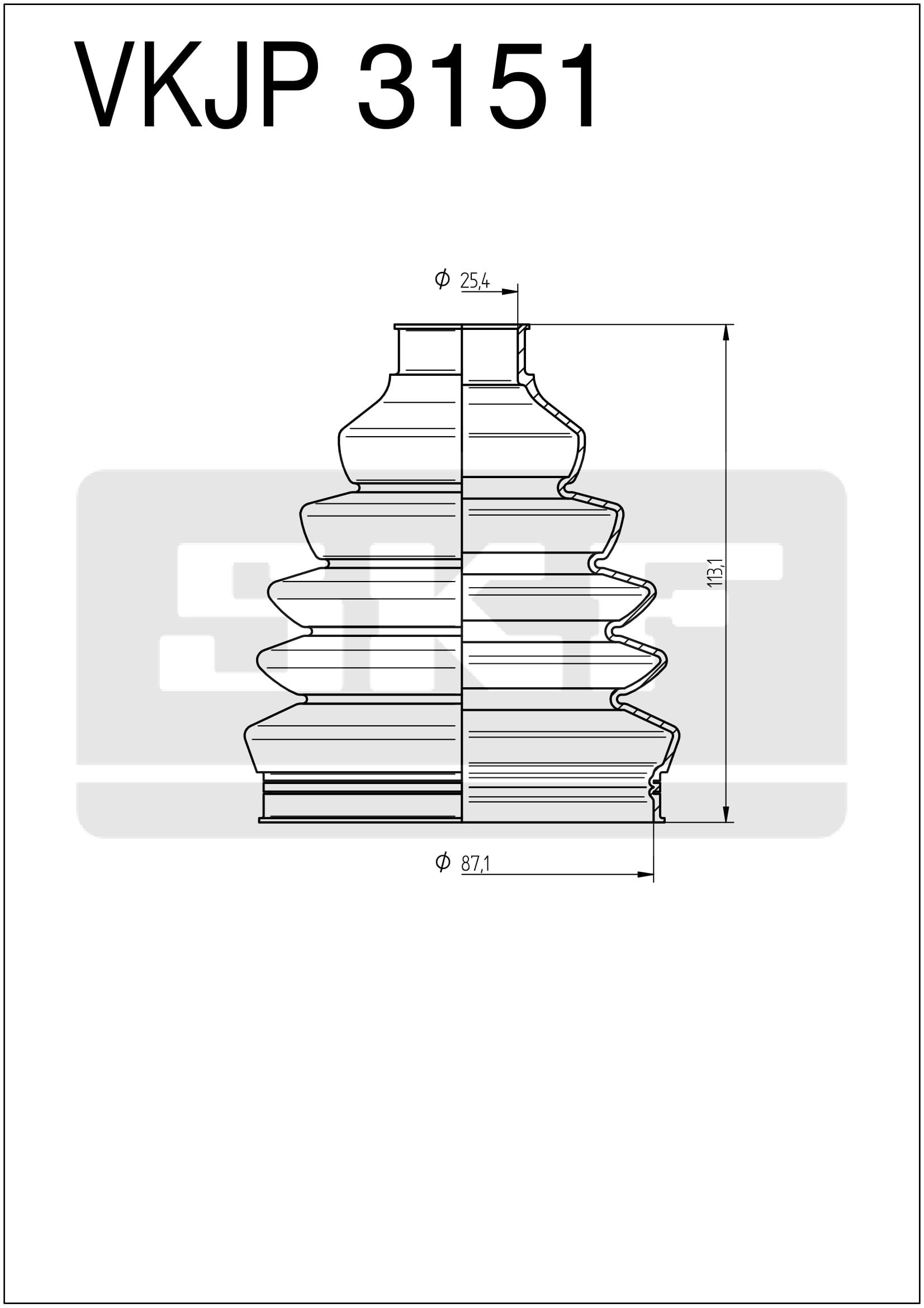 SKF Antriebswellen-Faltenbalgsatz VKJP 3151 Position Radseite Höhe 110 mm Länge 190 mm Breite 110 mm - OE-Qualität