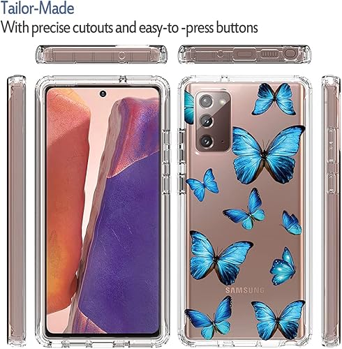 Miniatura 5 de sidande Funda para Galaxy Note 20 5G, Samsung Note 20 para niñas, cuerpo completo, a prueba de golpes, transparente, floral, suave, flexible, TPU,