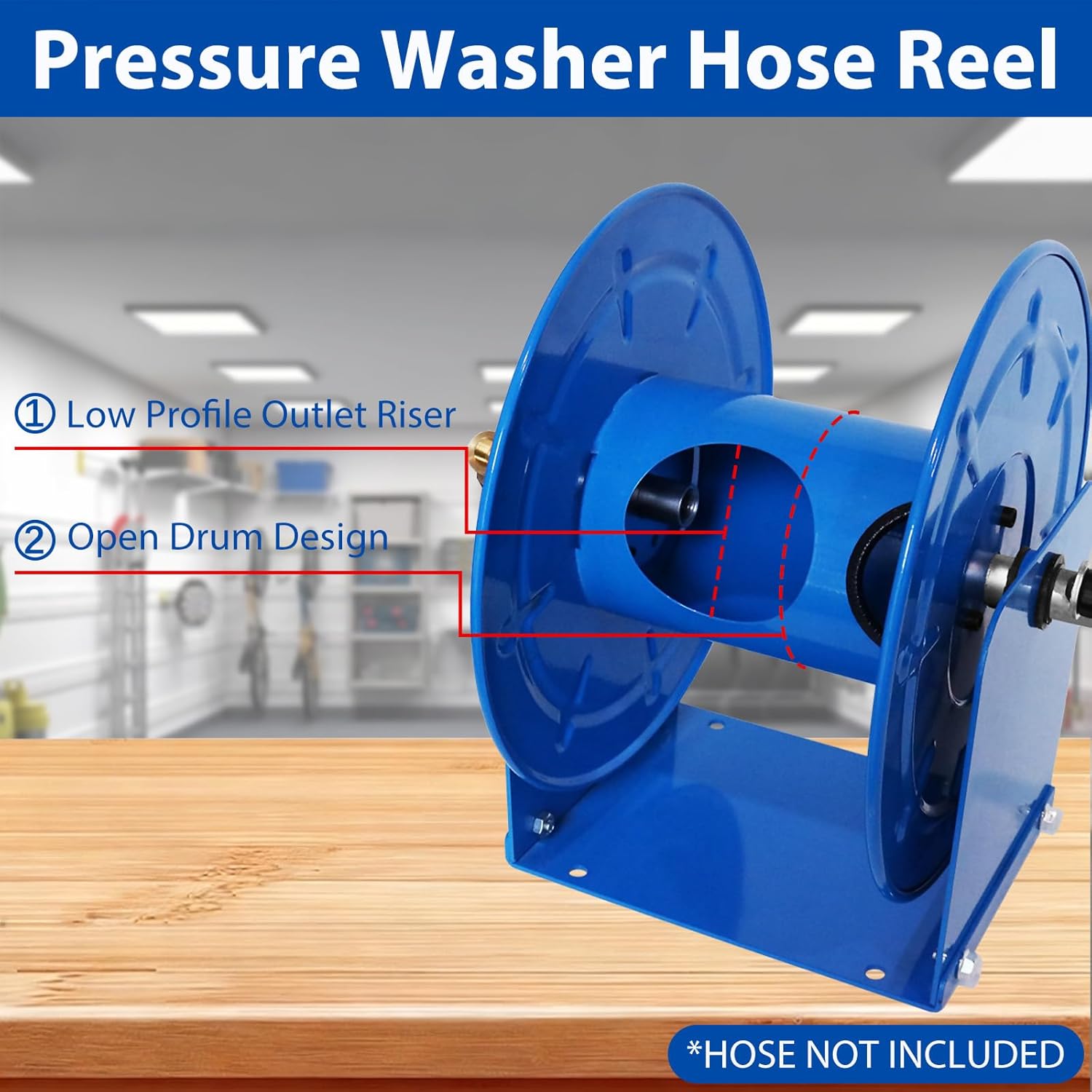 4500 PSI Pressure Washer Hose Reel & Dual Hose Kit: 100ft 3/8" & 200ft 1/4" Manual Heavy Duty Reel with M22 Fitting for Wall/Trailer Mount