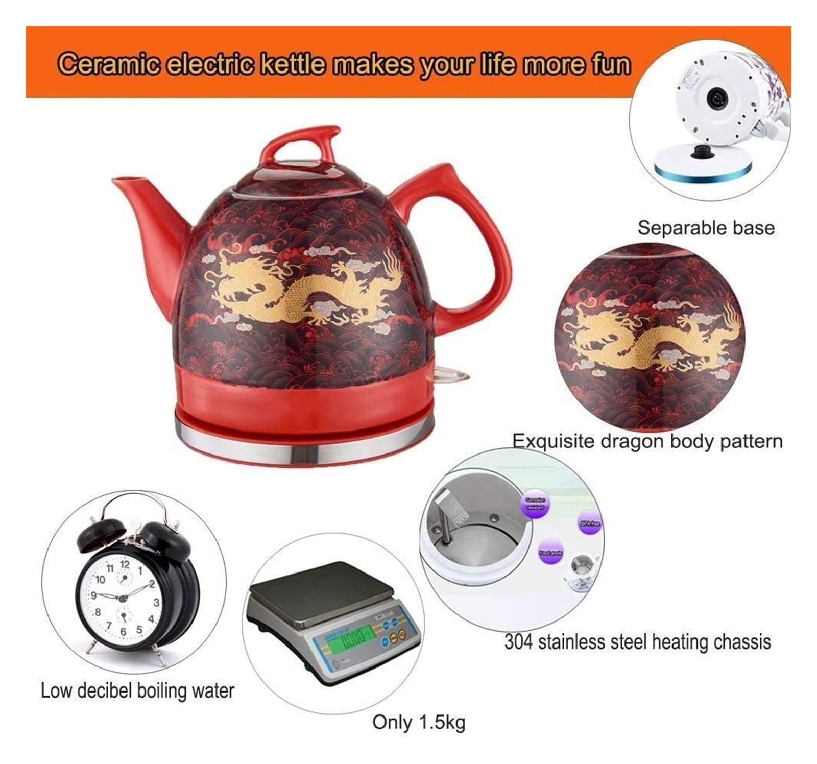 Hervidor eléctrico de café de preparación rápida, hervidor de Agua con Silbato, autoapagado, autoprotección en seco antiquemaduras, Termo de Temperatura Constante, Moda