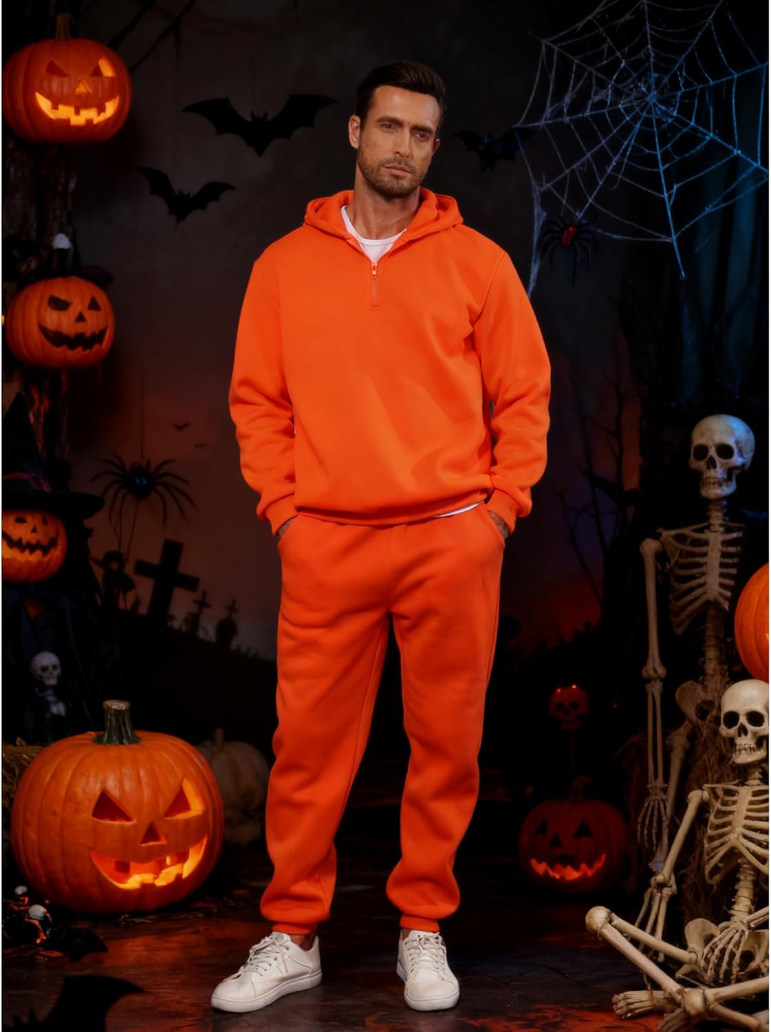 JIHUILAI Men Track Suits 2 Piece Set Quarter Zip Hoodie Sweatpants Jogging Suits Causal Athletic Men's Sweatsuits - Image 2