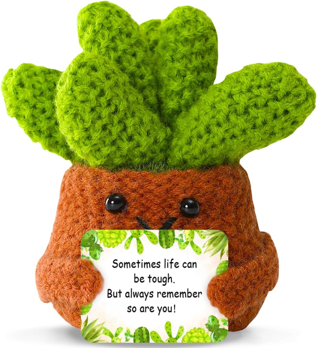 Crocheted Succulent Emotional Support Plant Themed Gifts for Plant Lovers,Motivational Gifts for Women Friends Coworker,But Always Remember So are You Quote