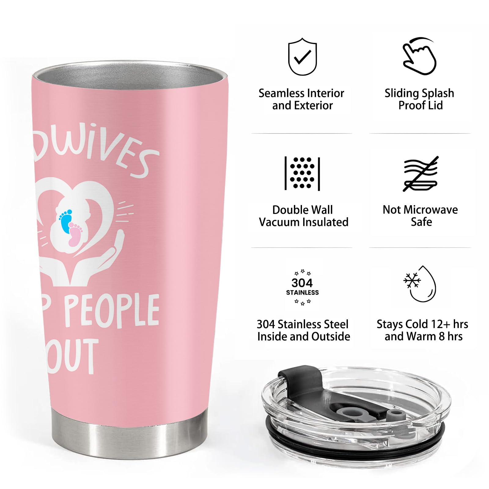 Midwife Gifts for Women, Obgyn Doula Nurse Doctors Gifts, 20oz Stainless Steel Tumbler with Lid Straw