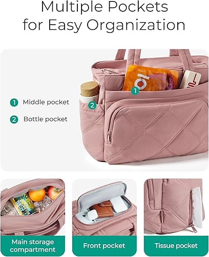 Miniatura 3 de BAGSMART Bolsa de almuerzo grande para mujer, bolsa de almuerzo aislada con múltiples bolsillos acolchada para el trabajo, al aire libre