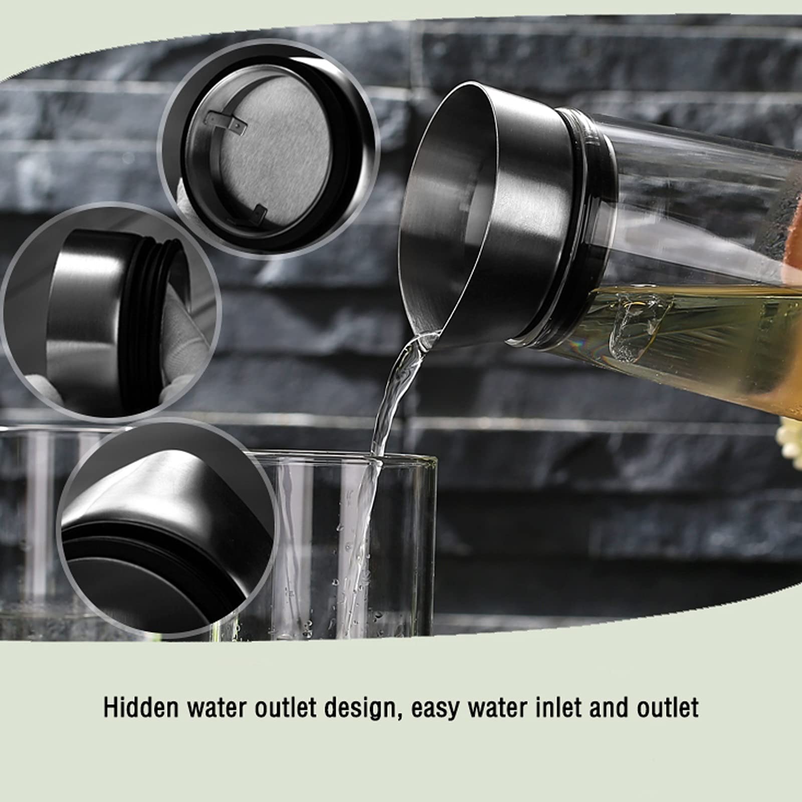 Cruche Pichet de l'eau créative avec couvercle hautes pichet en verre de borosilicate épaissie Théière à la chaleur épaissie for le jus, le lait, les boissons chaudes et froides Cruche a Eau (Size :