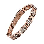 Feraco Pure Copper Bracelets for Women, Ultra Strength Magnetic Bracelet with 3800 Gauss Magnets & Sparkling Zirconia, Adjustable, Infinite Clover Jewelry