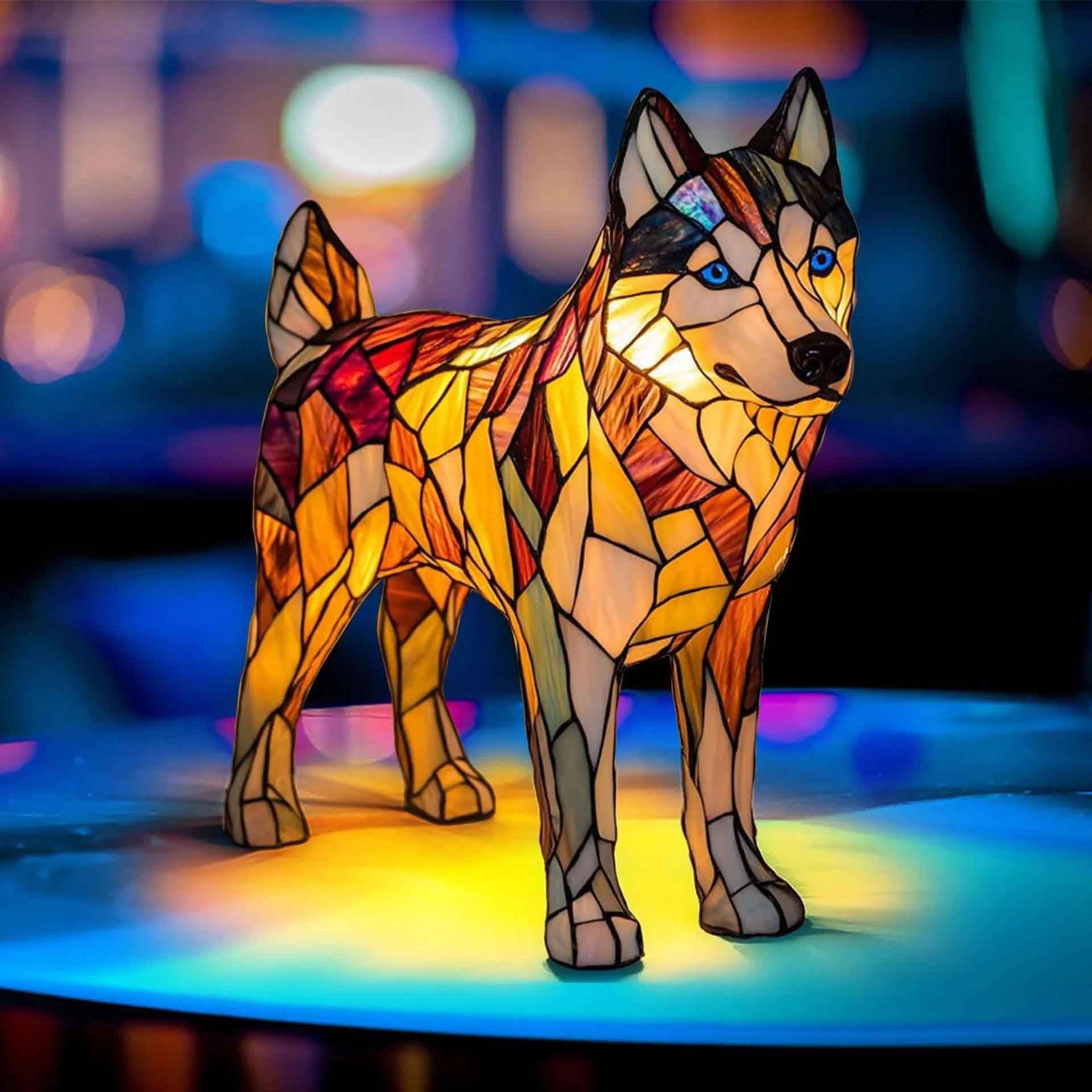 XWNGDAFEVF 3D Table Lamp Cute New Dog Series Home Decor Resin Tabletop Night Light Loyal Companionship Lighting, Husky2 โ image 1
