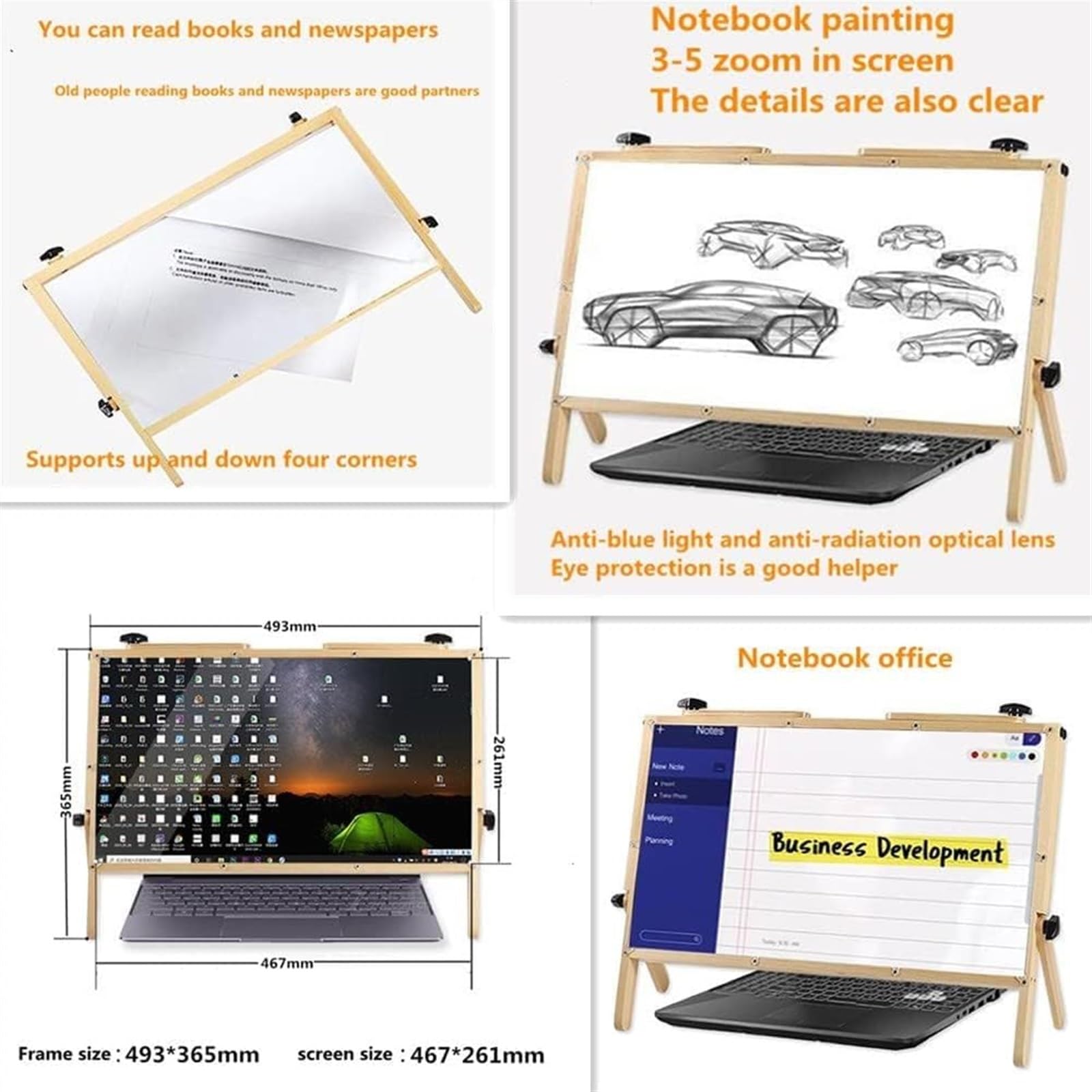 Lupe mit Halterung Lupen, Computer-Bildschirmlupe, Gaming-Video-Monitor-Lupe, Verstärker-Halterung for Telefon, Laptop, ultraklar