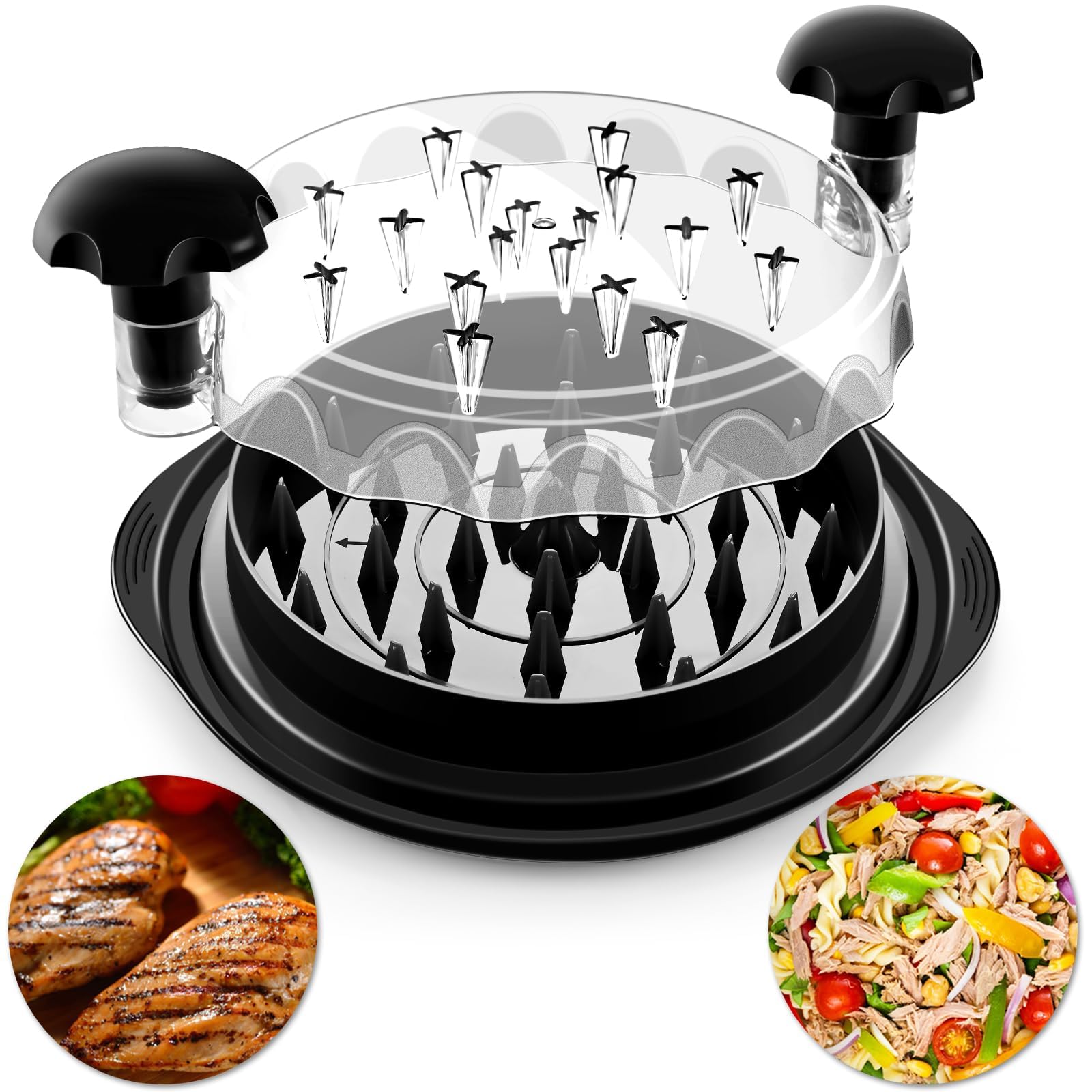 OSHIMA 2024 New Chicken Shredder Large Meat Shredder Visible Meat Shredder Machine Shredder Tool Twist for Chicken Breast Beef No-Slip Strip & Ergonomic Handle BPA Free (Black)