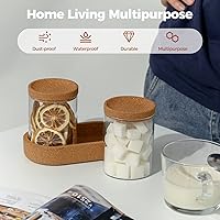 Vista 7 de Paquete de 2 tarros de vidrio de 15 onzas con bandeja de tocador para bolas de algodón, hisopos de algodón, lazos para el cabello, hilo dental