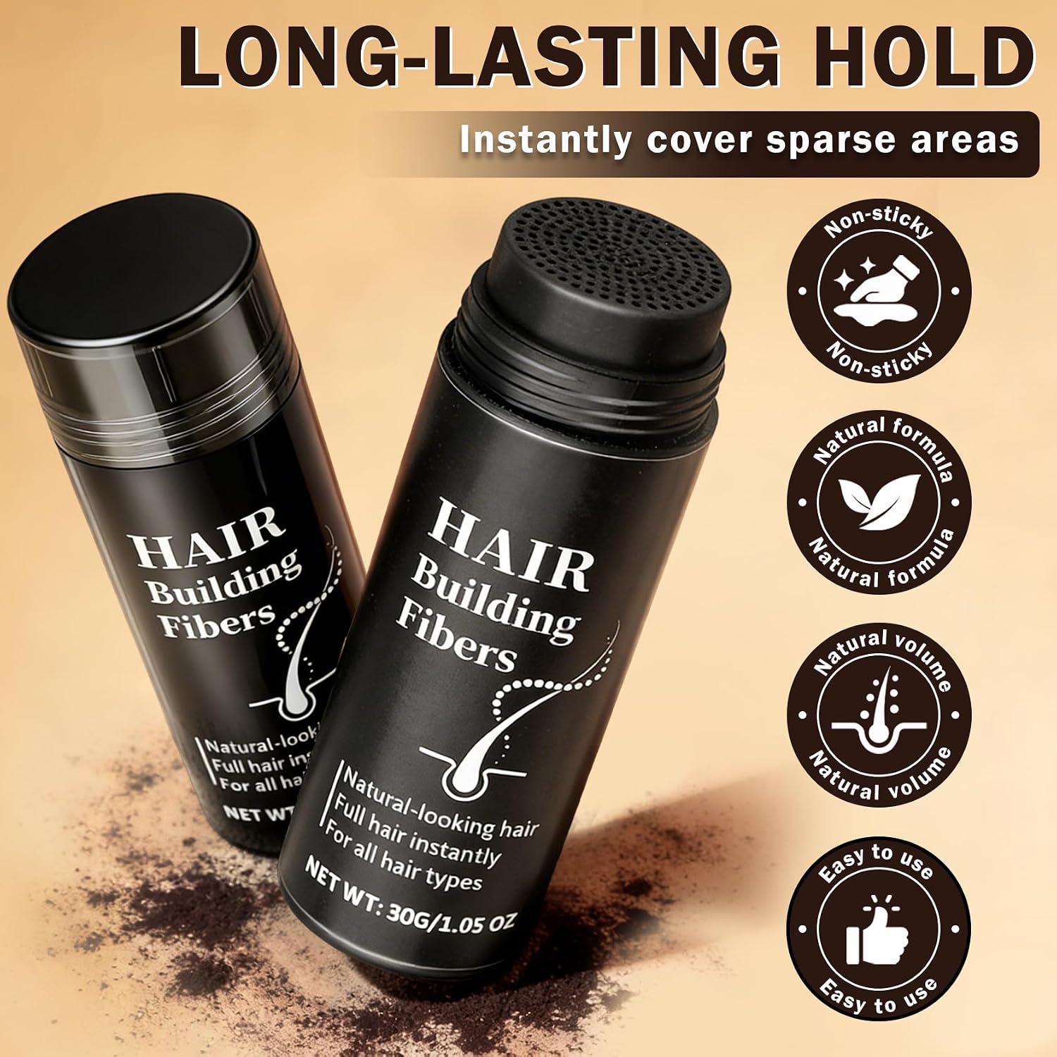 Hair Building Fibers for Men & Women Thinning Instant Cover Up Hair Filler - 02 Dark Brown | Hair Instantly Thicker Natural Texture hair Powder