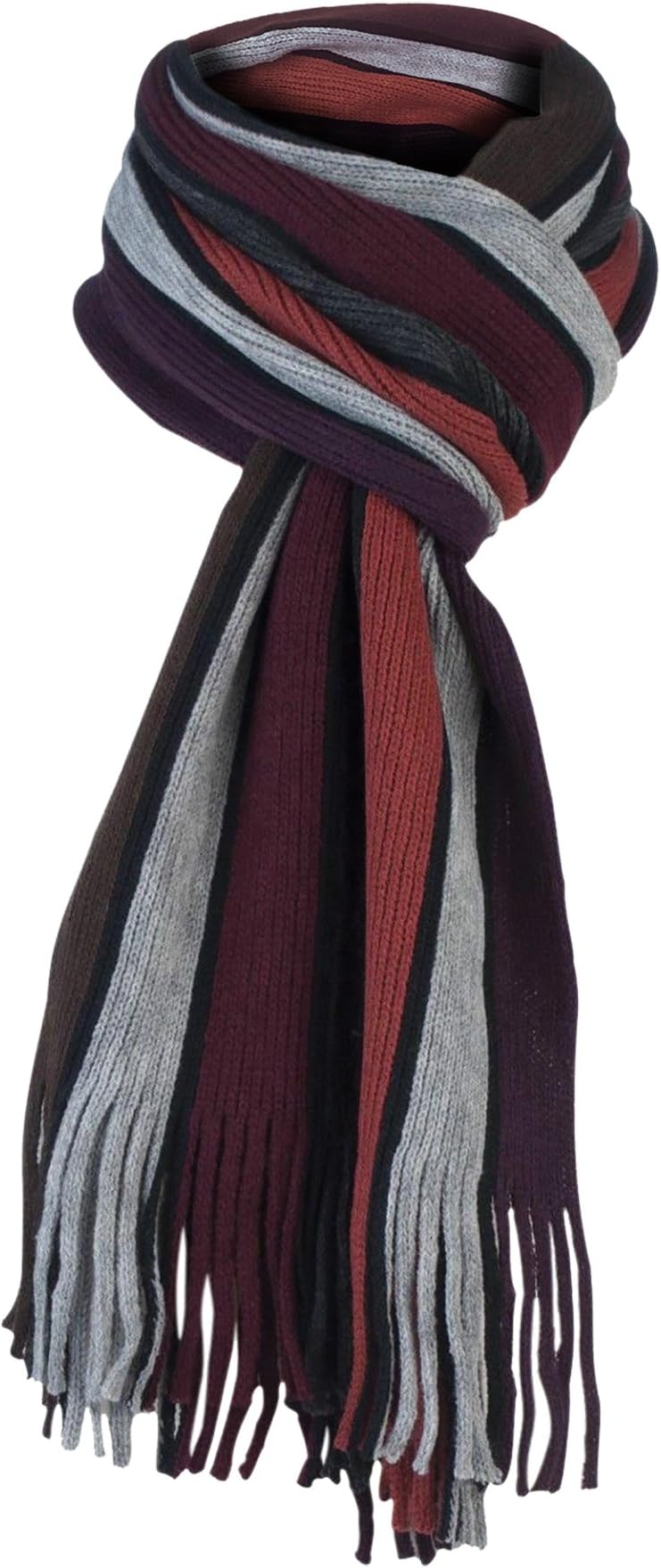 Mens Luxury Italian Inspired Stylish Warm Knitted Striped Winter Scarf One Size