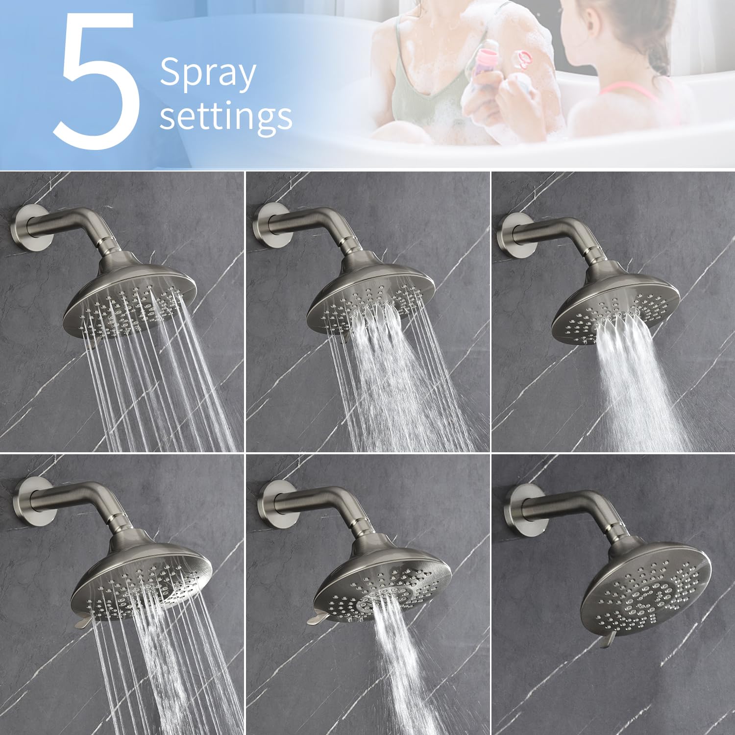 Picture of INAGE Round Shower System with Handheld Shower and Rain Shower Faucet ...