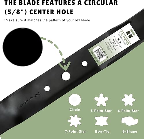 Miniatura 3 de Terre Products, paquete de 3 cuchillas para cortacésped de alta elevación, cubierta de 48 pulgadas, compatible con John Deere L120, L130, L2048,