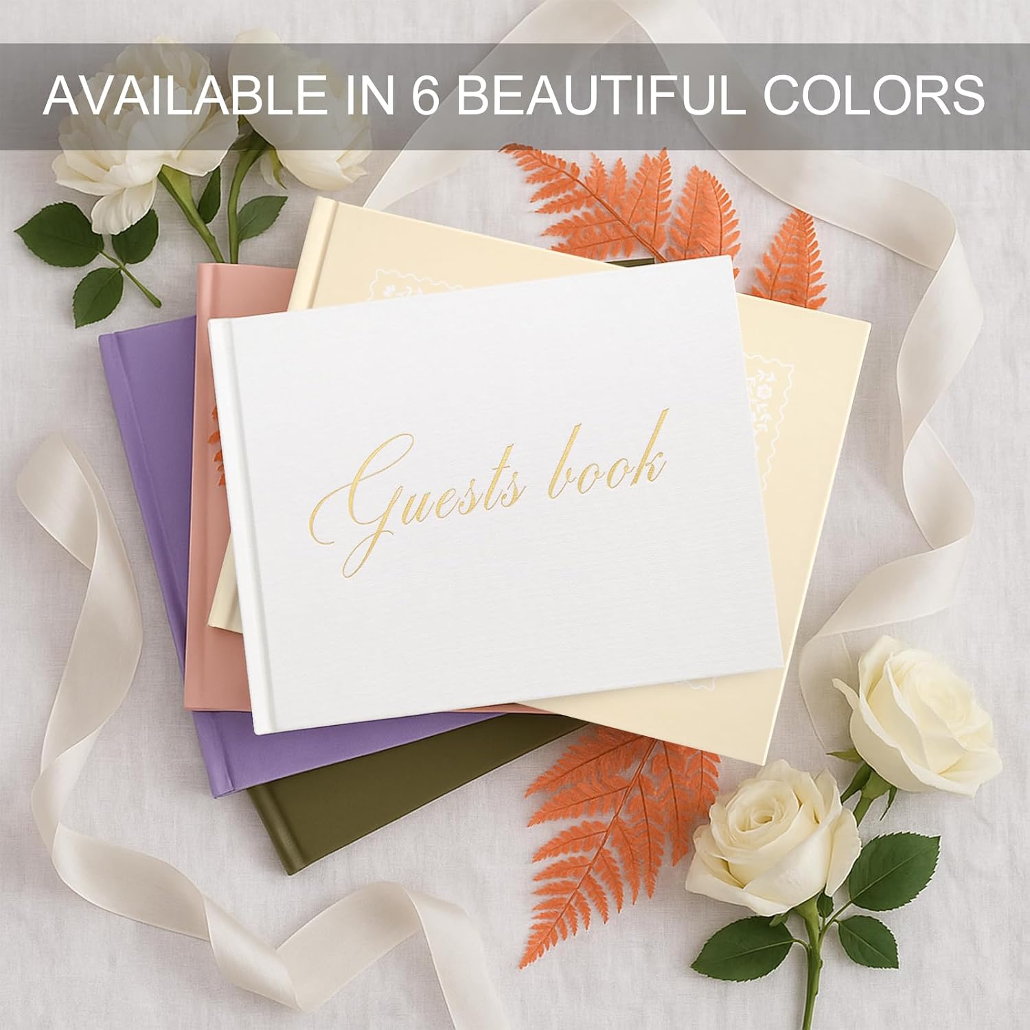 &And Per Se White Wedding Guest Book with Photo Spots – Elegant Hardcover Sign-in Book for Weddings, Baby Showers & Special Events – Blank & Lined Memory Keepsake Album