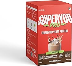 Superyou Pro Fermented Yeast Protein Isolate Cold Coffee (Pack of 5) | 24g Protein | Higher Absorption than Plant Protein | Superior Muscle Recovery | Gut Friendly | Vegan Protein | PDCAAS of 1-180g