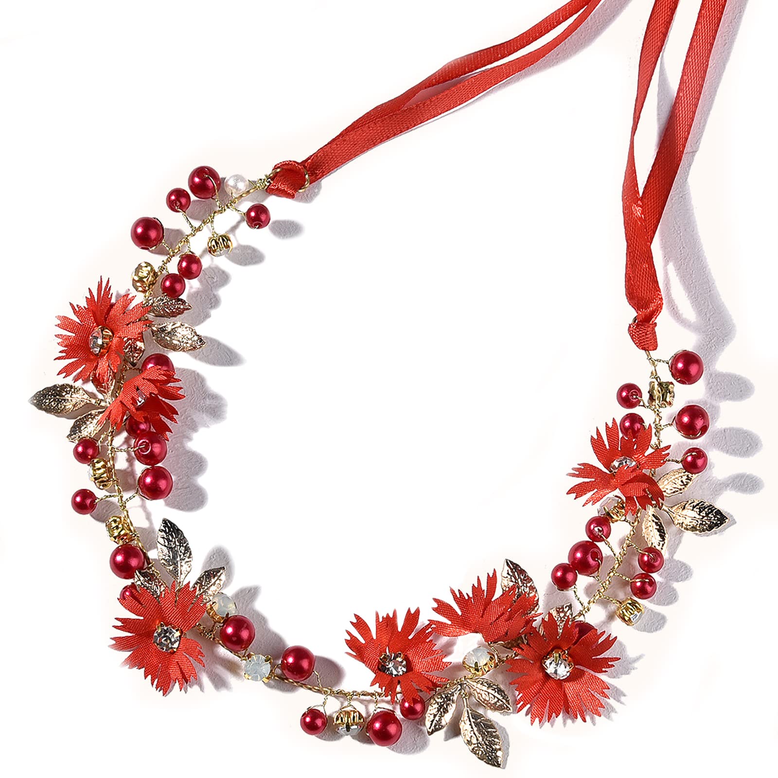 Spldsun Diademas de Novia para el Pelo， Rhinestone Cristal Perla, Flor Tiara Joyería Accesorio del Pelo para Mujer Niña