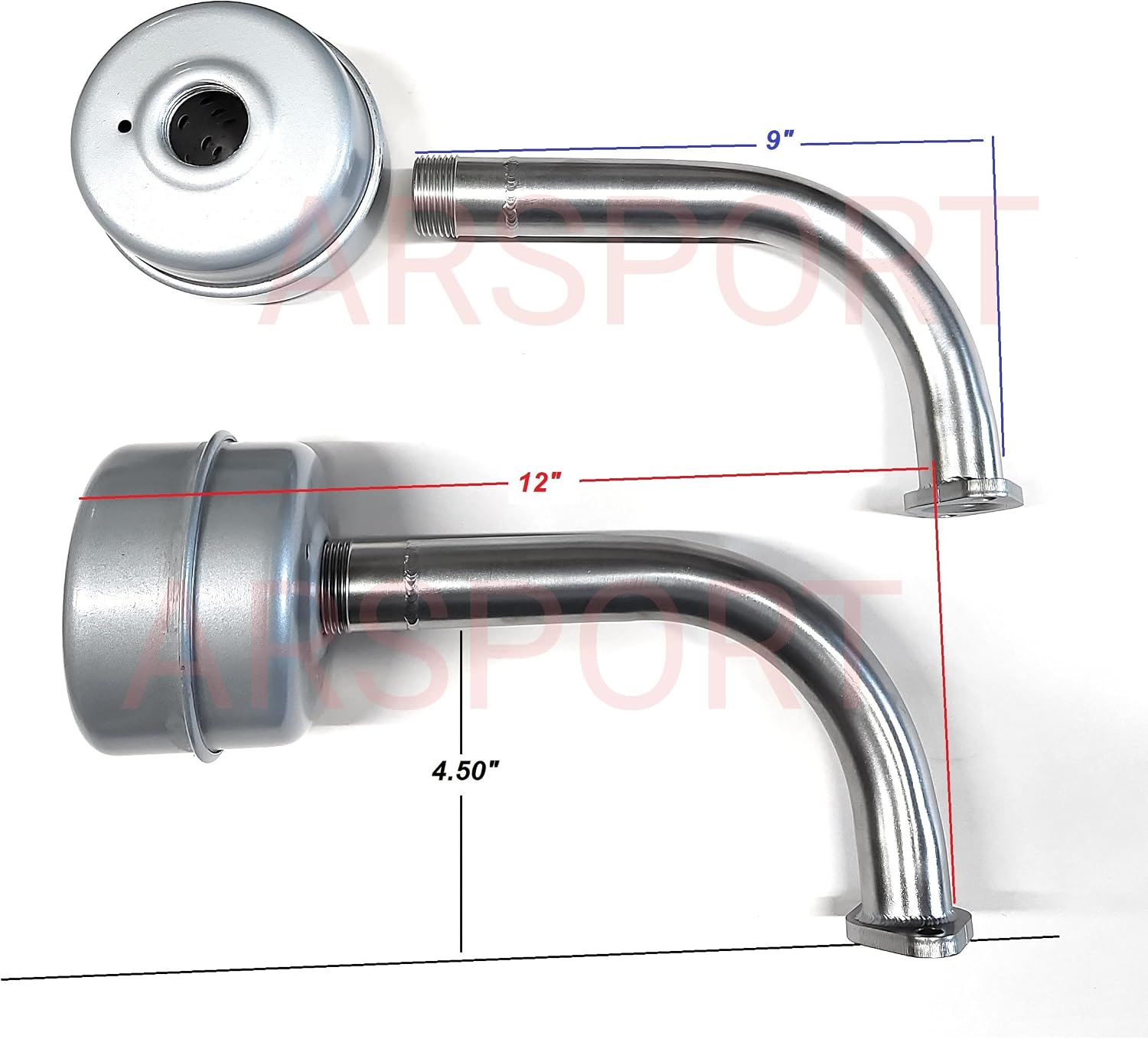 ARSPORT Two Exhaust pipes 1" male thread plus Mufflers For Predator 670 V-Twin, Go Kart, Mini Bike, Generators, Golf cars, Mud motors