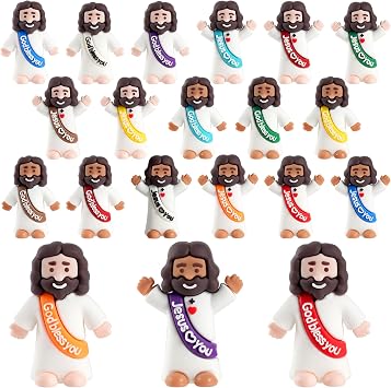 Little Mini Jesus Figures, Tiny Brown, Black, Baby Jesus Loves You Figures