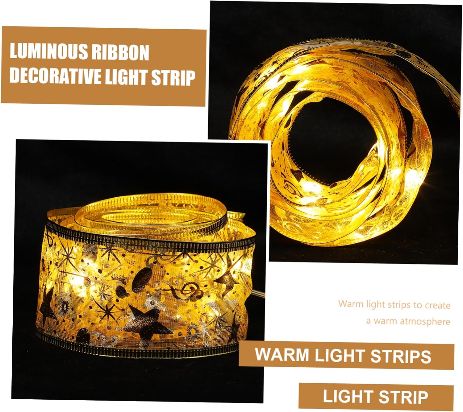 lamp 1pc Christmas Lights White Ribbon Lighted Ribbon Battery Operated Ribbon Light Christmas Tree Light Strip Glowing Christmas Tree Decoration Glowing Ribbon for Home LED Light lamp