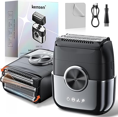Elektrorasierer Herren, kensen Mini Foil Shaver Mit 4 Flexiblem Scherkopf Rasierapparat Usb-C Elektrischer Rasierer Wasserdicht Folienrasierer 120Min Trockenrasierer Tragbar für Bart Gesicht Reise