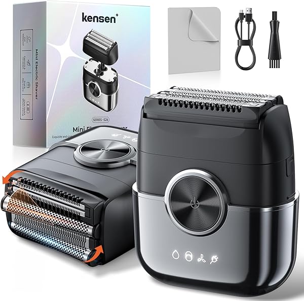 Elektrorasierer Herren, kensen Mini Foil Shaver Mit 4 Flexiblem Scherkopf Rasierapparat Usb-C Elektrischer Rasierer Wasserdicht Folienrasierer 120Min Trockenrasierer Tragbar für Bart Gesicht Reise