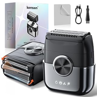 Elektrorasierer Herren, kensen Mini Foil Shaver Mit 4 Flexiblem Scherkopf Rasierapparat Usb-C Elektrischer Rasierer Wasserdicht Folienrasierer 120Min Trockenrasierer Tragbar für Bart Gesicht Reise - Amazon product rated Grade A