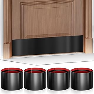 4 PCS 8" x 34" Self Adhesive Door Kick Plate for Bottom of Door, Stainless Steel Front Door Kick Plates, Kickplates for 36" Door Interior and Exterior (Brushed Black)