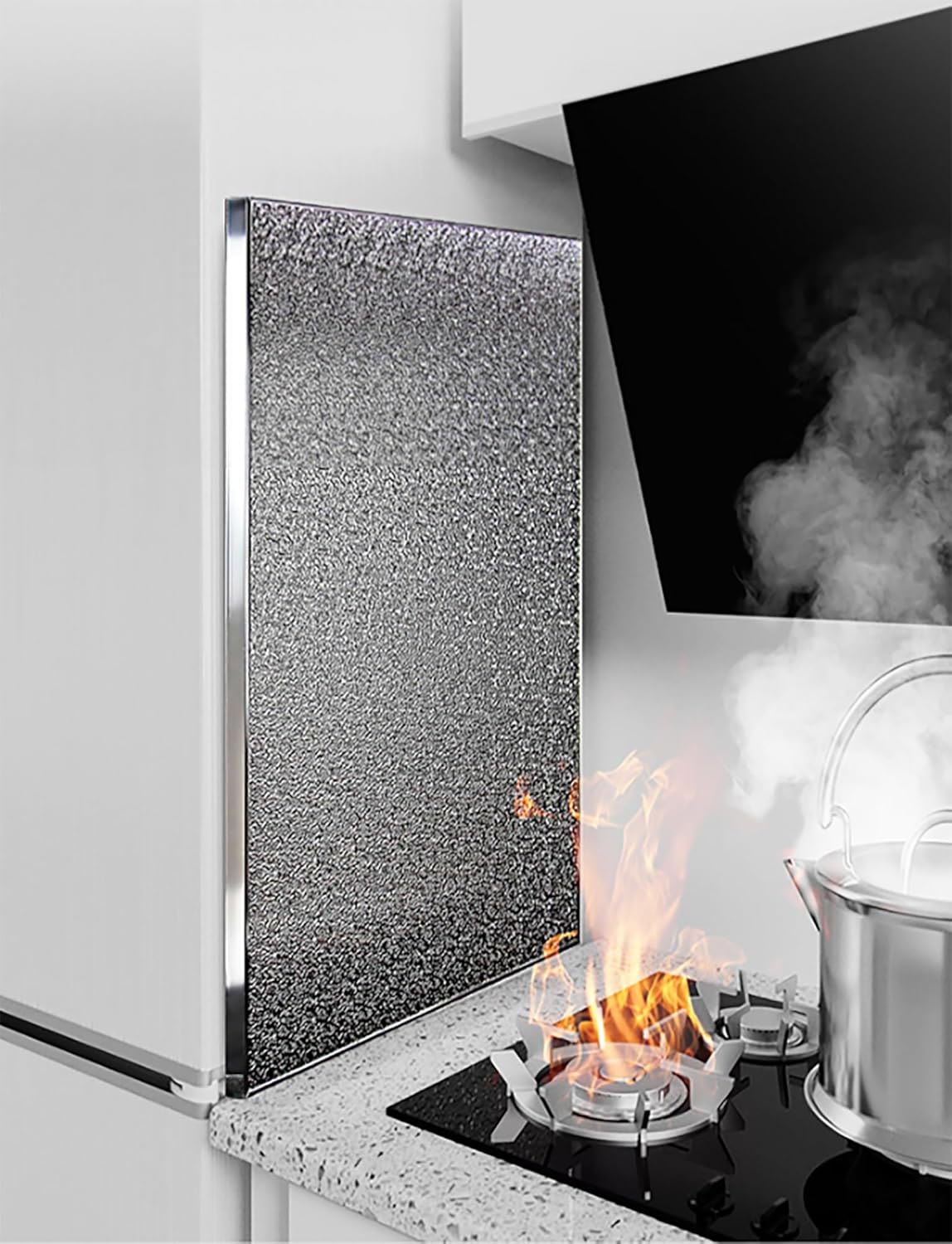 Magnetic Heat Shield Board for Kitchen, Gas Stove Splatter Guard, Aluminum Insulation for Oven, Grill & Refrigerator, Oil Protector (43.3x23.6in)