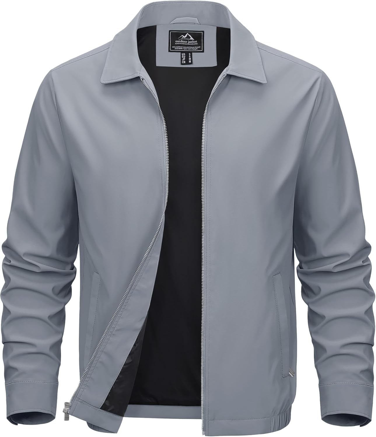 MAGCOMSEN Men's Lightweight Jackets Full Zip Up Light Coat Laydown Collar Jacket Casual Windbreaker Jacket with Zip Pockets