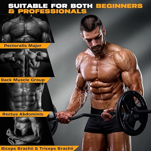 Miniatura 7 de 47" EZ Curl Bar Weight Lifting Bar, for Hip ThrustsSquatsLunges, 1-inch2-inch Weight Plates Curling Bar for Gym and Home, with 2 StarSpring Collars