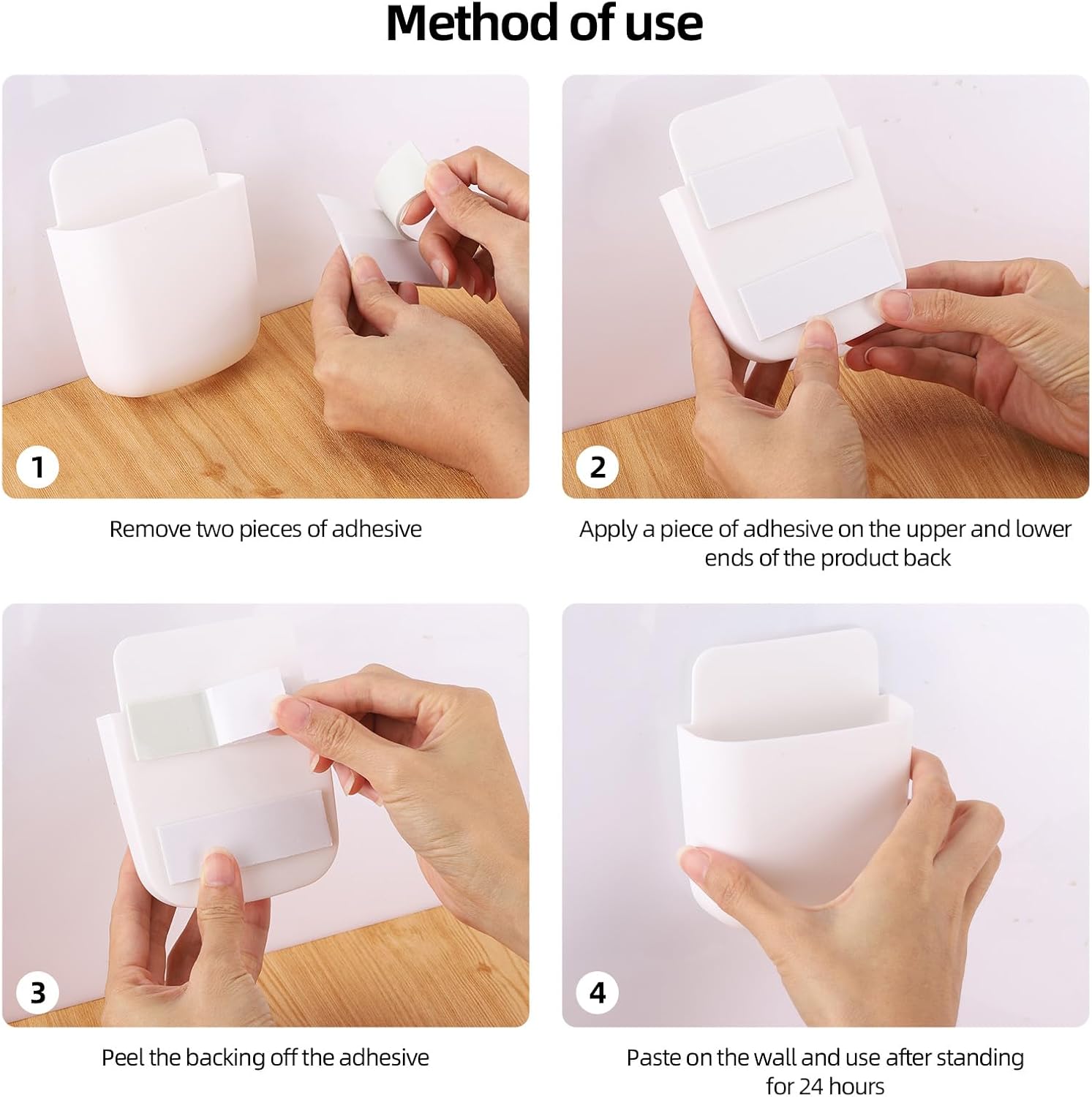 Tecbeauty 8 Pcs Remote Control Holder Self Adhesive Wall mounted Storage Box Phone Charging Pen Holder Organizer for Home Office School - Image 4