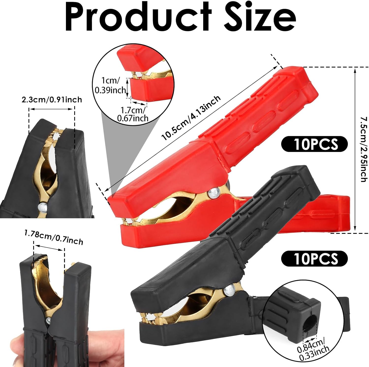 20Pcs Car Battery Clamps 12V-24V Pure Copper Alligator Clips Jump Heavy Duty Lead Clip Insulated Full Protective Battery Clips for Car Auto Truck Vehicle