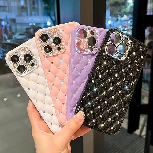 Miniatura 3 de Funda brillante compatible con iPhone 13 con diamantes brillantes, TPU flexible con purpurina, ajuste delgado, antideslizante, protección de cámara