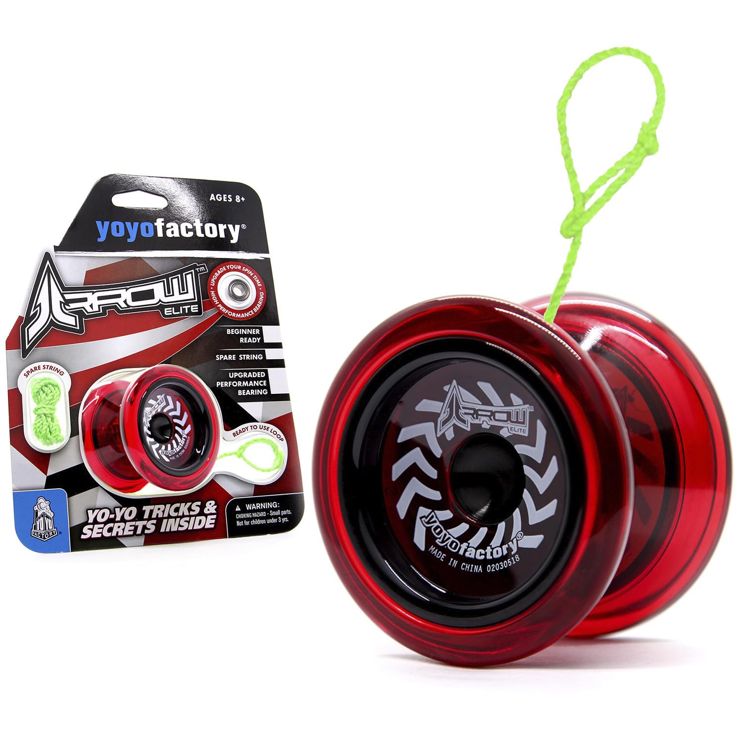 YoyoFactory Arrow Yoyo - Rojo (De Principiante a Profesional, Yo-Yo con Rodamientos de Bolas Extra,Cuerda e Instrucciones) — view 3