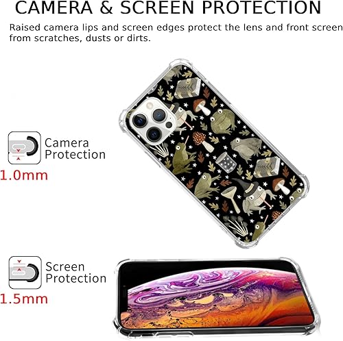Miniatura 2 de Funda estética de rana bruja compatible con iPhone 15 Pro Max, funda de Halloween de rana hongo para iPhone 15 Pro Max, funda de TPU a la moda