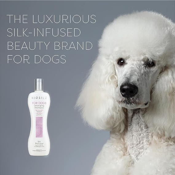 BioSilk for Dogs Silk Therapy Detangling Shampoo, Cleans and Moisturizes, Dematting Shampoo with Silk Proteins and Coconut Oil, No Parabens, pH Balanced, Made in USA, 12 Fl Oz - 2 Pack