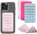 Silicone Double-Sided Suction Cup Phone Case Detachable Mount, Sticky Phone Grip Hands-Free Accessories for Selfies & Videos, Trending TikTok Items for iPhone & Android, White+Pink+Blue