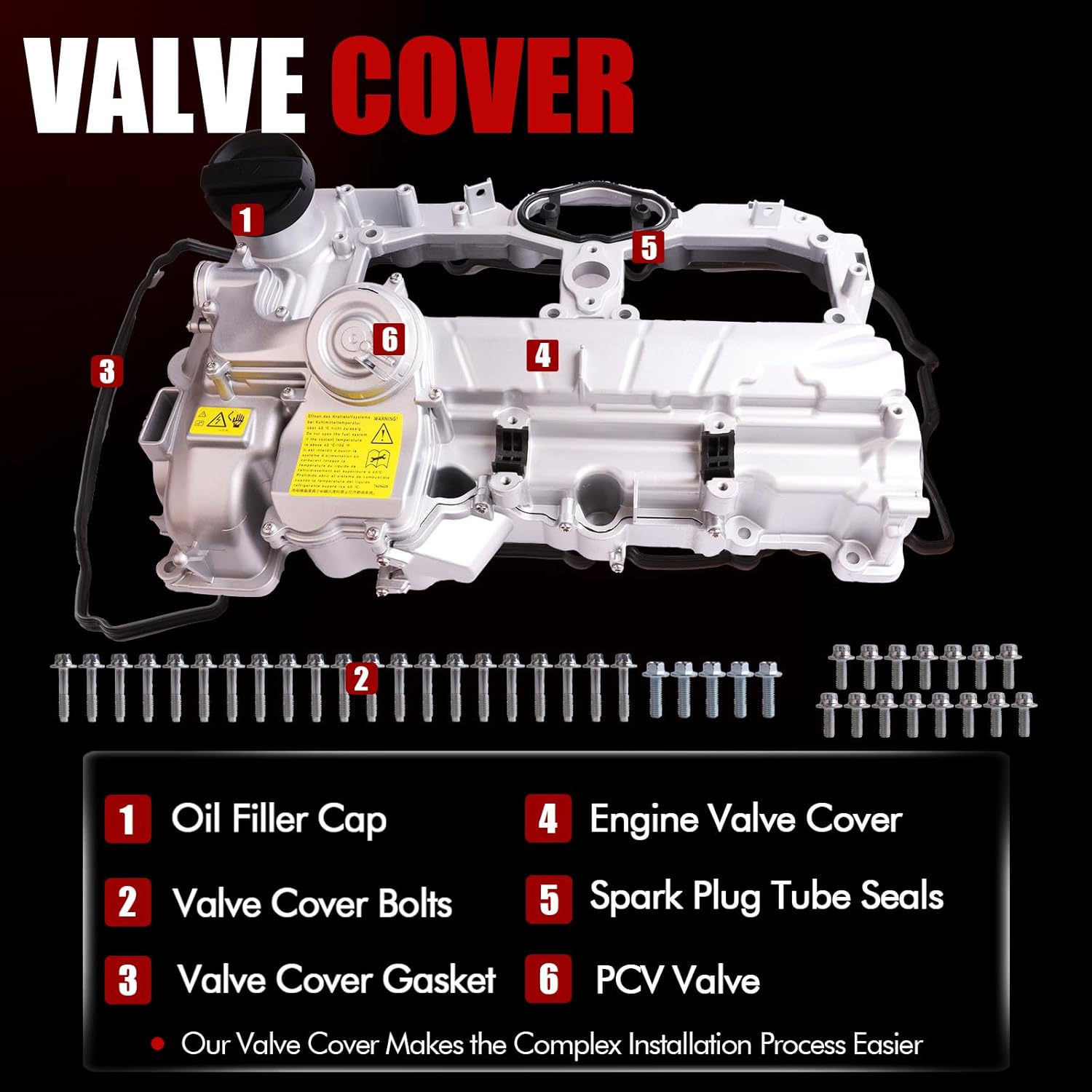 MITZONE N26 Aluminum Valve Cover Kit Compatible with BMW 328i 428i 328i xDrive 2.0L 2012 2014 215 2016