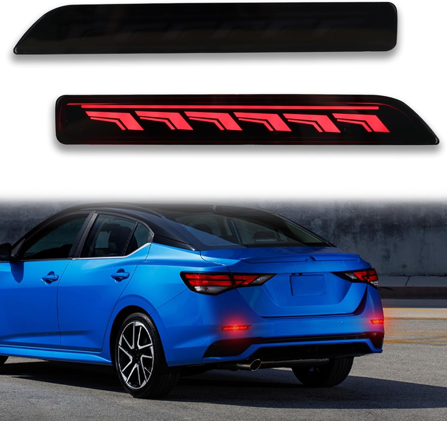 Rear Bumper Reflector Lamp Fog Light DRL Sequential Turn Signal Lamp Feature Kit for Nissan Murano 2015-2022｜Nissan Sentra 2020-2025｜Nissan Leaf 2018-2022｜Armada 2019-2023 Tail Lamp (Smoked)