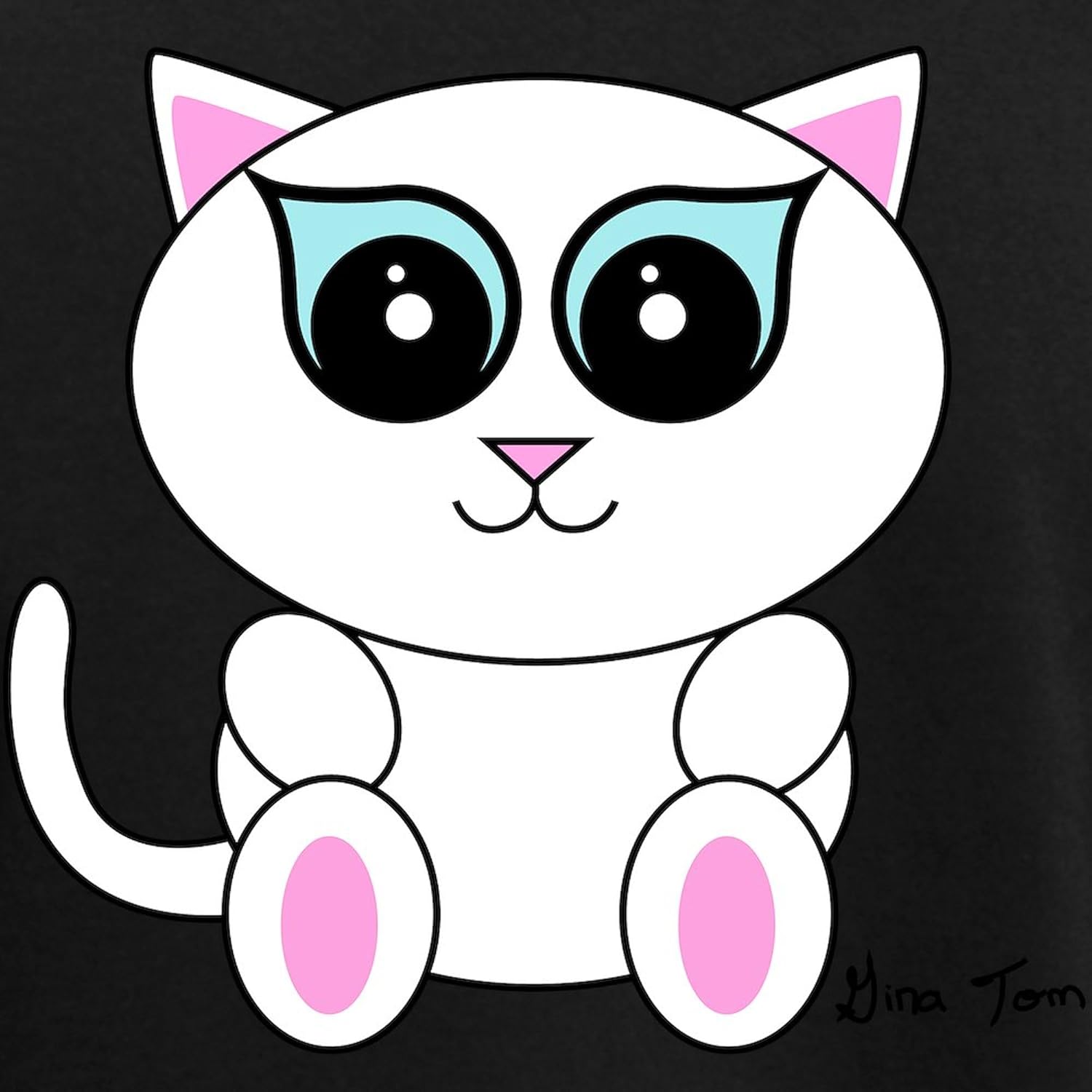 CafePress White Kitty Women's Dark Pajamas Womens Novelty PJ Sleepwear