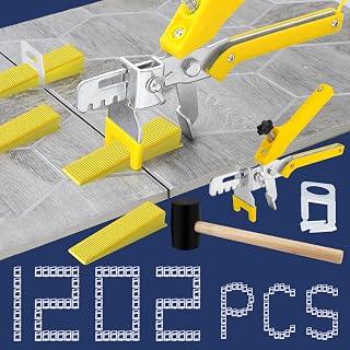 BAUMFEUER Tile Leveling System: 1000 Clips, 200 Reusable Wedges, Plier & Mallet - 1/16" Perfect for Tile & Stone Installation